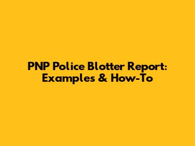 PNP Police Blotter Report: Examples & How-To
